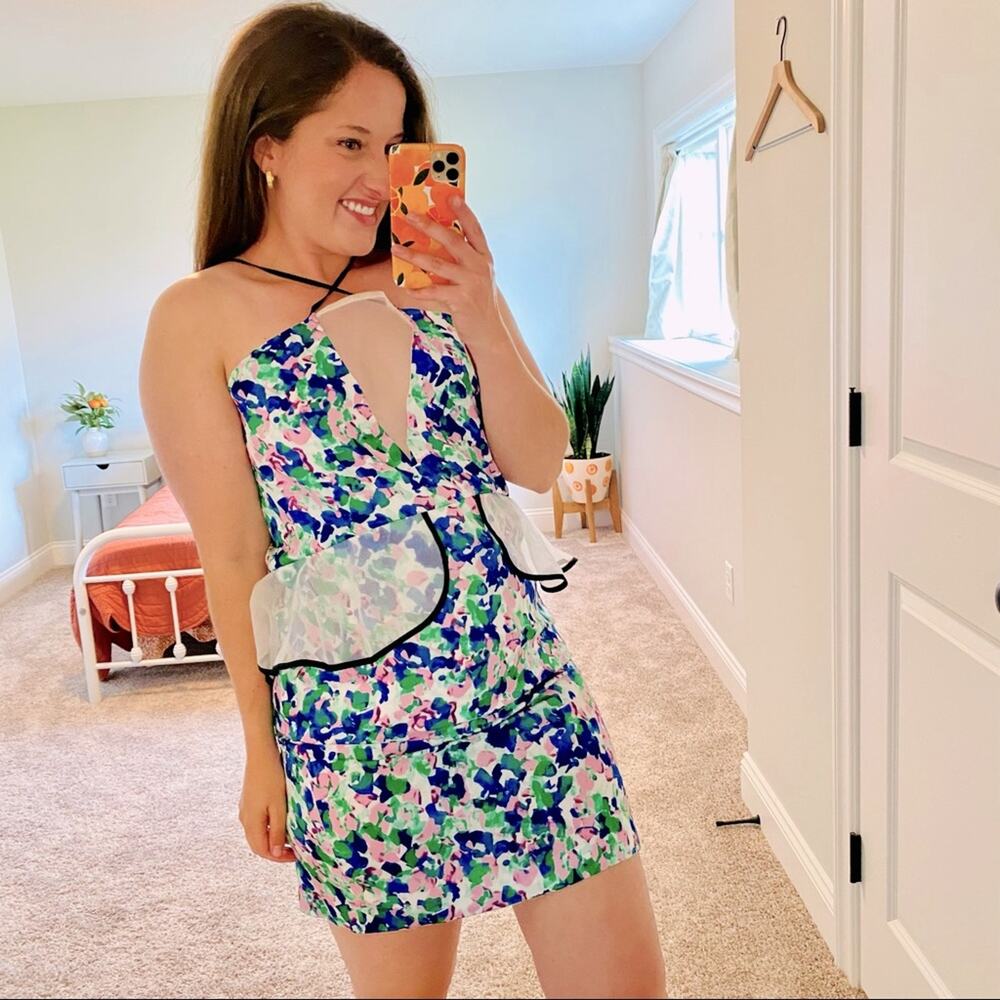 Alice McCall Blue Pink Green Mesh Sexy Mini Dress 6